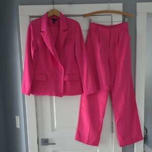 Vibrant Pink Blazer and Pants Set